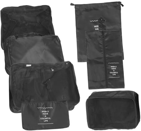 Mipcase Set 7 Pezzi Organizer Valigia da Viaggio, Tessuto Oxford, Grande Capienza, Separa Makeup e Biancheria, Anti-piega per Bagagli