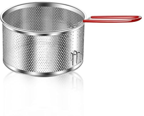Scolapasta in acciaio inossidabile, scolapasta in metallo microforato con gancio e manico rimovibile, per cucina patatine fritte/verdure/riso/frutta/cibo (18cm/7.09in)
