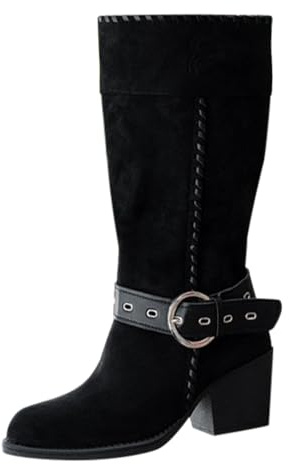 Botas Militares Mujer,Botas Moto Mujer Verano Moda Cómoda Western Botines Mujers Media Botines Mujers Invierno de Piel Serraje con Plataforma Outdoor