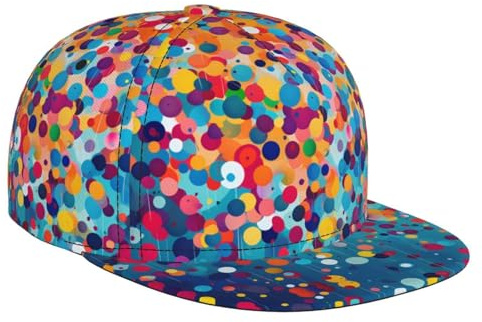 WZYWHJ Fashion Flat Brim Baseball Cap Polka Dot Balloon Picture Adjustable, Breathable & Lightweight for Men & Women Black