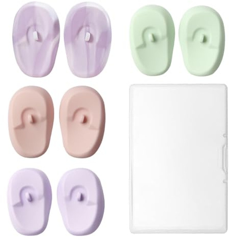 8 PCS Copri Orecchie per Doccia, Paraorecchie In Silicone Per Capelli Riutilizzabili Colorazione Dei Capelli, Impermeabili Per Tinture, La Casa Doccia, multicolore (5,5 x 8 cm)
