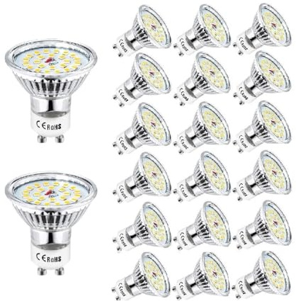 1fortunate Förpackning om 20, LED Spotlight Glödlampa Track Lighting Lampa AC220V GU10 5W 480 Lumens infällt ljus(Cold White 6000K)