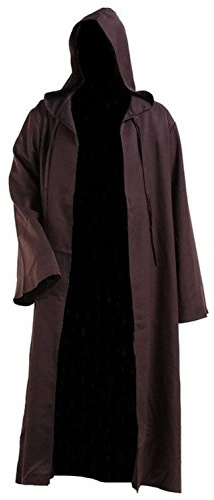 GOLDSTITCH män mantel med huva kappa riddare fin cool cosplay-kostym, brun (mantel), liten