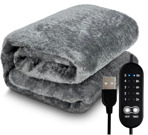 Sunmeit USB elektrisk värmefilt, vinter plysch värmefilt justerbar temperatur värmekudde 80 x 160 cm