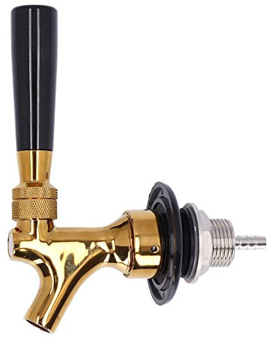 Beer Faucet, Beer keg Tap Faucet Brass Stainless Steel 9/12 Drinking Fountain Barrel Draft Keg Tap Dispenser Replacement for 9/12 Caliber Capillaries Connecting(Golden)