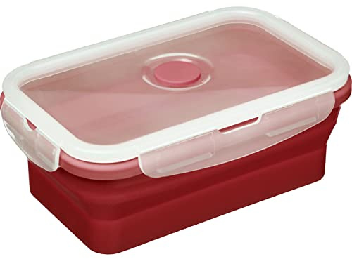 Westmark Frischhaltedose, Mikrowellen- u. tiefkühlgeeignet, faltbar, Fassungsvermögen: 750 ml, Kunststoff/Silikon, Rot/Weiß/Transparent, 21332270