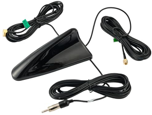 Vecys DAB DAB+ FM/AM GPS Bilantenn Hajfena Bilradio Antenn Signalförstärkare SMA till SMB till DIN Kontakt Biltak 5 m RG174 Kabel