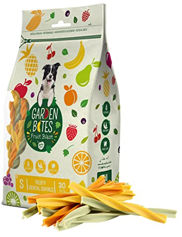 duvoplus, Garden Bites Fruity dental swirls 13 cm - 30pcs mixed colours, Vegetarian snacks with delicious fruity taste for dogs, Gluten Free, Dental Care, for Fresh Breath