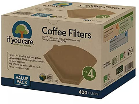 If You Care Unbleached Brown Coffee Filter (400 ct., Cone, Totally Chlorine Free, USDA Certified Bio-based Product)