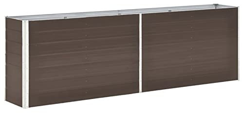 ZEYUAN Parterre surélevée de jardin, balcon, parterre d'herbes, jardinière surélevée pour balcon, parterre de fraises, parterre de plantes, balcon, acier galvanisé 240 × 40 × 77 cm Marron