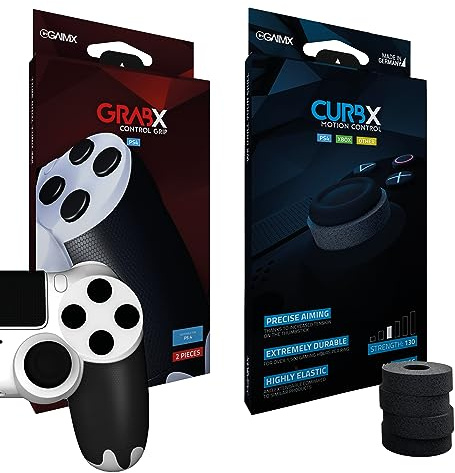 GAIMX® Bundle CURBX® 130 GRABX; Motion Control – Målhjälp och stötdämpare för pekdon – Aim Förbättrad för Playstation 4/5 och Xbox One; optimalt spelgrepp utan risk för halka