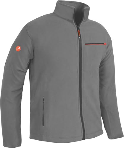 ACE Veste Polaire - Veste Chaude d'Extérieur pour Hommes - Veste pour Hommes sans Capuche - Fermeture éclair & Trois Poches - Gris - XL