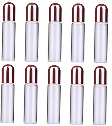 MAGICLULU 10 Pezzi Bottiglia di profumo a contenitore per lozioni spazzola per asciugacapelli contenitori pieces di olio essenziale bottiglie roll on Bicchiere Imbottigliato rosa