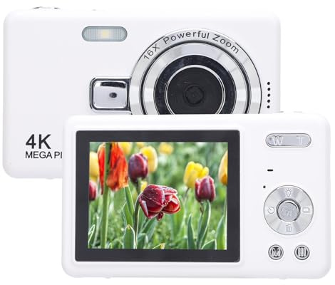 2,4 Tums Digitalkamera, 4K 50 MP Barnkamera, Laddningsbar pek- och Skjutkamera med 16X Digital Zoom, Kompaktkamera (Inget minneskort)