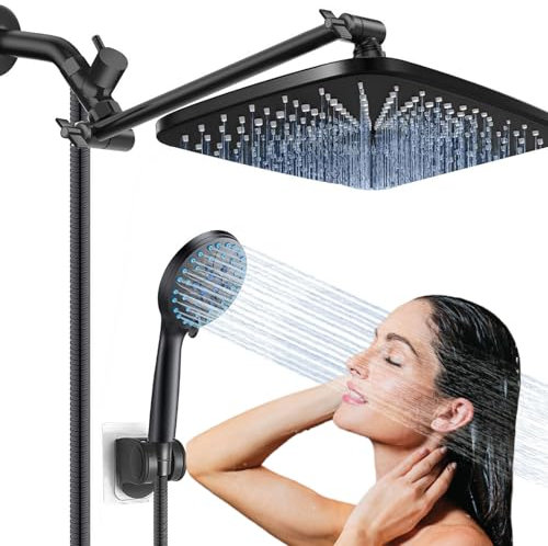 Shower Head, Adjustable Handheld Showerhead with Smart Rod and 5 Spray Modes, Anti-Clog Nozzles and Built-in Filter for Hotel, Apartment, Home Bathroom, Spa Experience, Daily Use