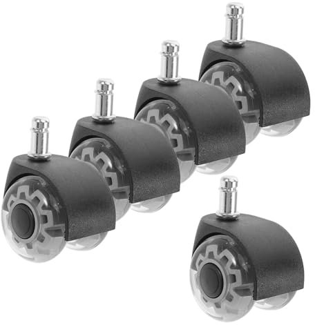 ULTECHNOVO 5pezzi Sedia Per Ufficio Rotelle Di Ricambio Ruote Per Sedia Da Ufficio Compatibili Pavimenti Tappeti Installazione Rapida Senza Attrezzi Movimento Fluido e Silenzioso Materiali Du