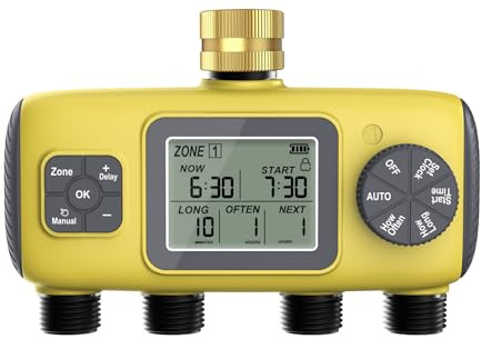4 Outlet Timer di irrigazione da giardino intelligente Regolatore di irrigazione automatico con sistemi di irrigazione a ritardo della pioggia per uso esterno Timer di irrigazione a pioggia