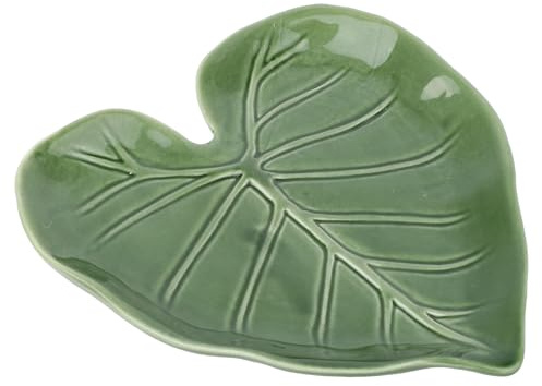 Green Leaf Ceramic Spoon Rest, 5.63x4.96x0.71in/14.3x12.6x1.8cm Cute Decorative Spoon Rest Cooking Utensil Teaspoon Holder for Stove Top Kitchen Counter Modern Kitchen Accessories Decor(Green)