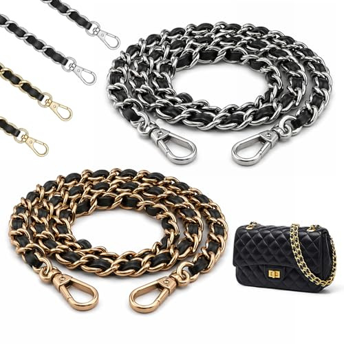 Rundago Cadena de Bolso de 2 Piezas - Elegante Cadena de Reemplazo de Metal de 120 cm para Bolsos de Mano y Cadenas de Hombro, Accesorios de Moda