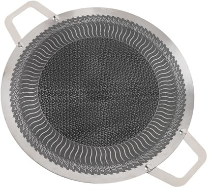 Topiky Parrilla Coreana para Barbacoa, Plancha Redonda Antiadherente de Acero Inoxidable, Placa de Barbacoa de Doble para Placa de Inducción, Camping y Al Aire Libre (34cm)