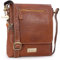 Catwalk Collection Handbags - Women's Leather Anti Theft Crossbody Bag - Medium Messenger Bag - Adjustable Shoulder Strap - Anja - Tan