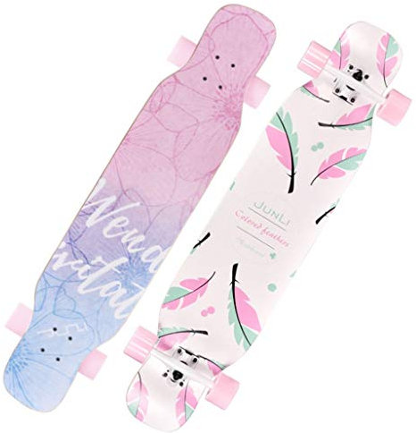 YEENUO 43 x9 Skateboard completo Longboard Skateboard Cruiser Board Longboard Drop Through Skate Board, Cruising, Curving, Freeride Slide, Freestyle y Downhill Freestyle Cruiser para adolescentes