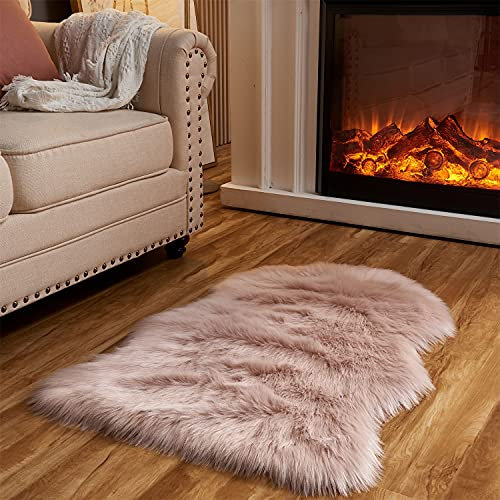 Arbosofe Alfombra de piel de oveja sintética, color rosa, para dormitorio, suelo, sofá, sala de estar, 2 x 3 pies