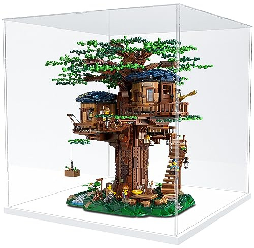 DuvinDD Acrylic Display Case for Collectibles Lego Clear Acrylic Display Box Countertop Dustproof Protection Large Showcase Toys Action Figure Stand Home Storage Box with Base (17x17x17 inch)