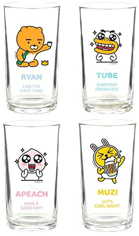 Kakao Ryan Soju Bicchiere da birra somek somac Ryan Apeach Muzi Tube coreano bicchieri da birra alcolici, set di 4, bianco