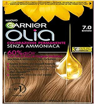 Garnier Olia Tinta Capelli, Colorazione Permanente Senza Ammoniaca, Copre il 100% dei Capelli Bianchi, Con Oli di Fiore di Origine Naturale, Formula Vegana, Biondo