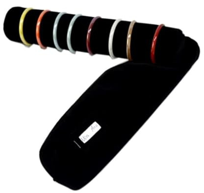 SCIKHEFT Bracelet Bangle Watch Roll Travel Pouch Jewelry Organizer, Black Gray Velvet Portable Zipper Pouch with Removable Roll Insert for Standard Size 12.5 W x 2.8 Diameter. (All black)