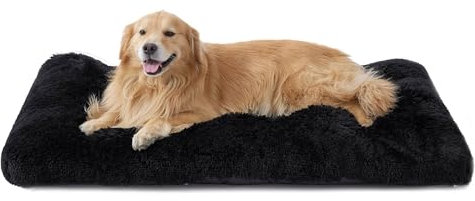 BEDSURE Flauschiges Hundebett Grosse Hunde - 121x76x8 cm Hundebett waschbar für große Hunde, rutschfeste Unterseite, plüsch Hundekissen Grosse Hunde, Schwarz