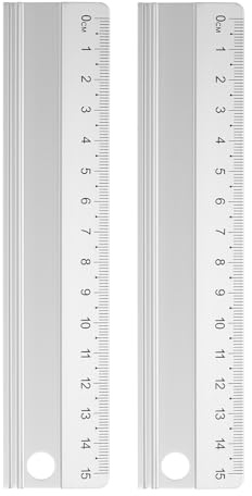 sourcing map 2pcs Cutting Ruler 15cm Metric Aluminum Alloy Straight Ruler Thickening Frosted Measure Ruler with Non-Slip Sponge Backing for Architects Artists Designers Classroom Office, Silver