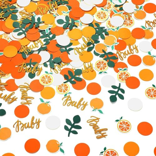 KASESSS 200 Piezas Confeti Baby Shower Bautizo, Decoración Adornos Mesa Fiest, Naranja Cítrica Confeti Papel Adorno Fiesta para Gender Reveal Embarazo Nacimiento Baby Shower Manualidades Niños Niñas