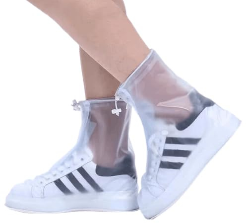 ZenyTra Copriscarpe impermeabili bianche - 6 taglie (XS-XXL) Copriscarpe riutilizzabili e antiscivolo per bambini e adulti, ideali per pioggia, neve, spiaggia e attività all'aperto (XXL)