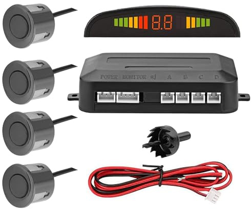 Parkering med bilsensor | Bil omvänd parkeringsradar med 4 parkeringssensorer Avståndsdetektering, backup LCD-alarm summer påminnelse