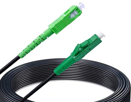 synfarin – Cable de fibra óptica SC/APC a LC/APC Singlemode de 50 m, 3,0 mm, G657B3 OS2 Simplex, LSZH, negro, baja atenuación, FTTH cable de conexión para router y ONT, 50 metros