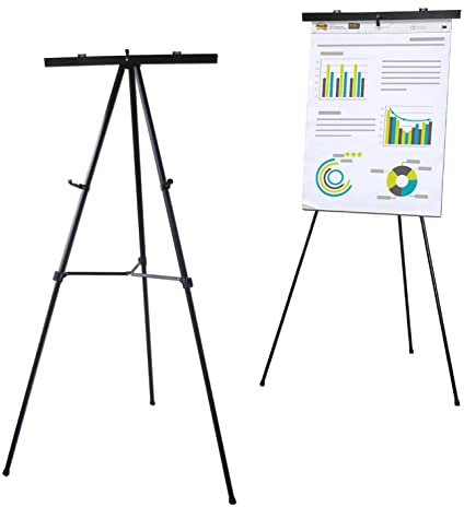 Lightweight Aluminum Flip-Chart Presentation Easel, 177 cm (Black, Pad Holder)