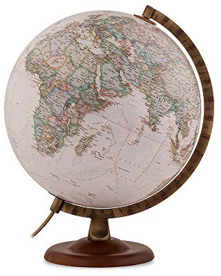 National Geographic – Globus-Walnuss und Metall, beleuchtet, in italienischer Sprache, 30 cm, Sepia (mapiberia Gold Executive)