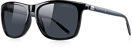 MERRY'S Unisex Polarized Aluminum Sunglasses Vintage Sun Glasses For Men/Women S8286 (Black, 56)