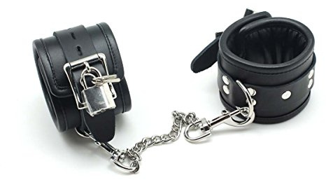 Echtes Leder Handschellen gepolsterte Beschränkungen Handgelenk mit Schlössern und Verschlussschnallen