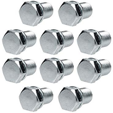 ECD Germany 10 x ÖAS-95954 10 Stück Ölablassschraube Ablassschraube Verschlussschraube Schraube M14x1,5 29,5 mm aus Stahl mit Dichtring für Ölwanne