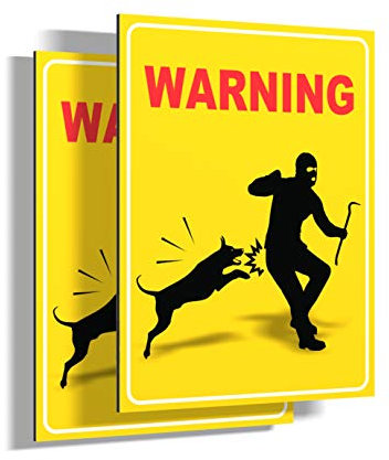 Set med 2 spetsar för hund - tjuv - rektangulära 20 x 15 cm - ultrabeständigt - aluminium (ingen PVC) - stygg hund, vakthund - för vägg, stolpe, staket, ...