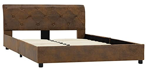 vidaXL Polsterbett Klassisch Bett Doppelbett Bettgestell Lattenrost Bettrahmen Schlafzimmerbett Ehebett Braun Wildleder-Optik 120x200cm
