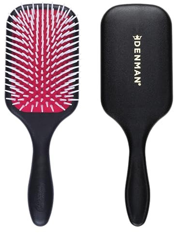 Denman Power Paddle Hair Brush for Fast and Comfortable Detangling, Blow Drying and Styling - Combination of D3 Styling Pins & Paddle Brush - For Women and Men (Red & Black), P038