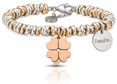 SAGA GIOIELLI® BRACCIALE DONNA I NEED TO .COLLECTIONS PROTEZIONE, FORTUNA, BUONI AUSPIC (QUADRIFOGLIO)