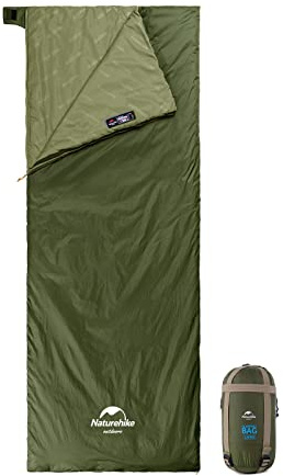 Naturehike Sacco a pelo in Cotone per Adulti e Bambini 3-4 Stagioni Leggero Impermeabile da Campeggio Attrezzatura per Dormire (Verde militare-XL)