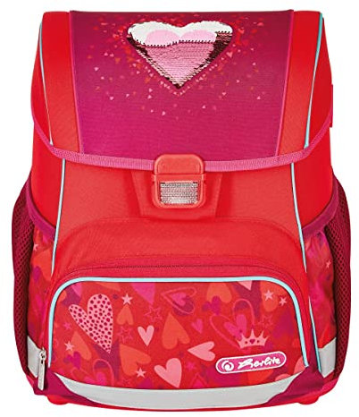 Herlitz® Schulrucksack Loop Jugend Schulranzen Rückentasche | Volumen 16L | Herren Damen Unisex Sportlich | Für Studenten Alltag | Geräumig Haltbar | Sweet Hearts, Rosa, Jugend