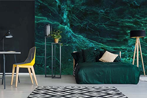 DIMEX LINE Non-Woven Photo Wallpaper Dark Green Marble Structure 375 x 250 cm - Wall Mural, Wall Art for Living Room, Bedroom, Office, Kitchen