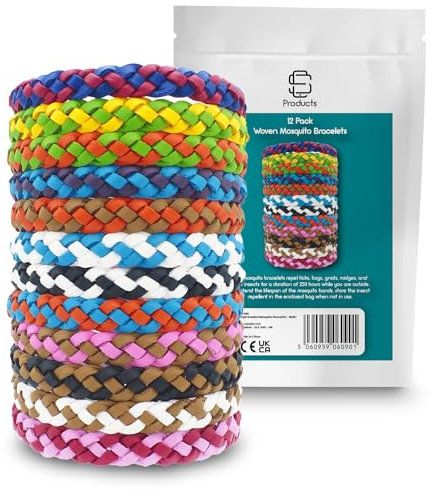 SC Products Mosquito Repellent Bracelet (12-Pack) | DEET Free Insect Midge Bug & Mosquito Bands for Adults & Kids | Waterproof Insect Repellent Bracelet 12pc with 300 Hours / 12 Days of Protection